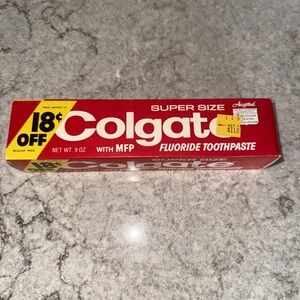 Vintage Colgate BOX ONLY MFP Fluoride Toothpaste PROP DECOR Stains